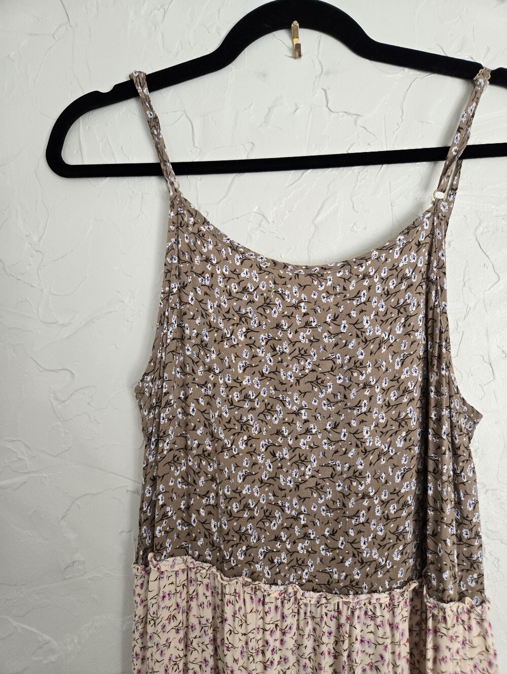 Natural Life Boho Floral Tiered Cream Green Kaia Dress L/XL - Picture 6 of 10